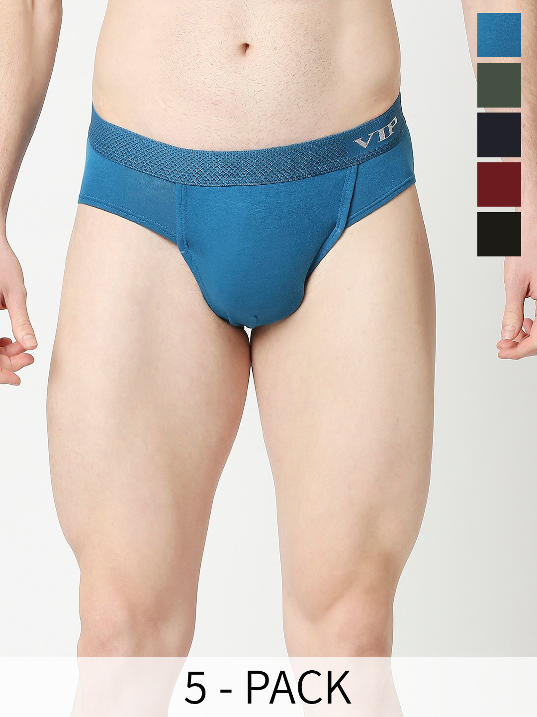 VIP Pack Of 5 Assorted Cotton Basic Briefs VP-MI-BF-SKMPY-10P-S-PO5