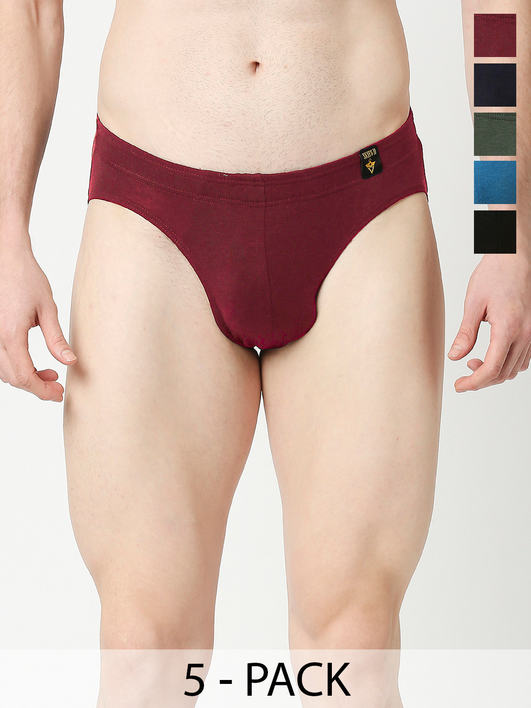 VIP Pack Of 5 Assorted Cotton Basic Briefs VP-MI-BF-SKNII-10P-S-PO5