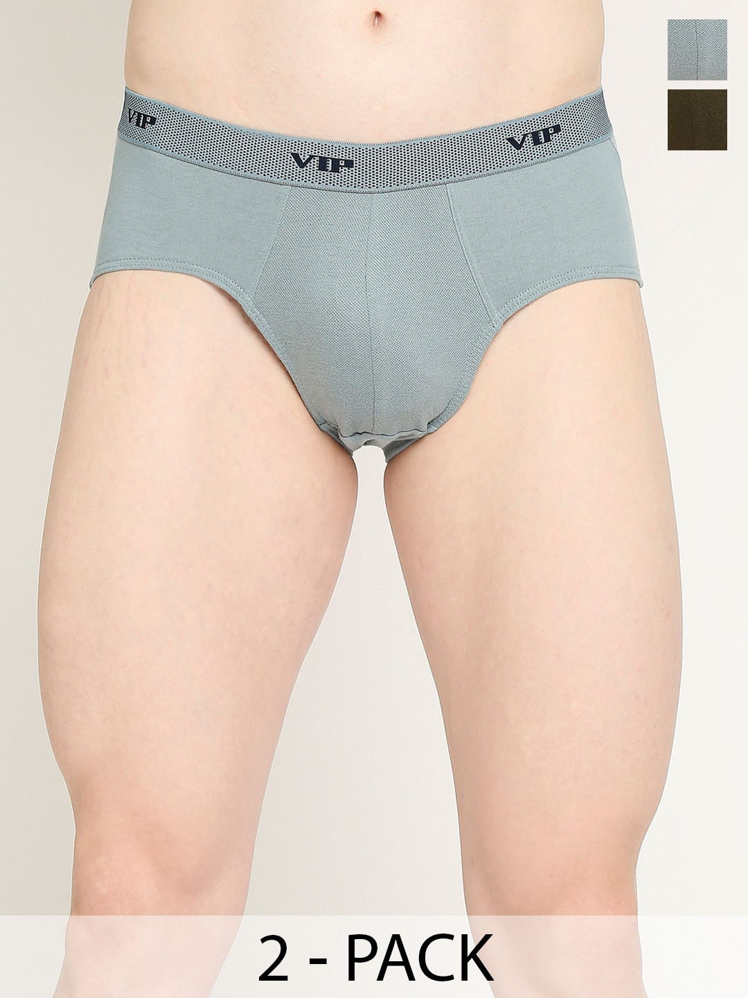 VIP Pack Of 2 Assorted Cotton Ribbed Briefs VP-MI-BF-FRESH-10P-80-PO2