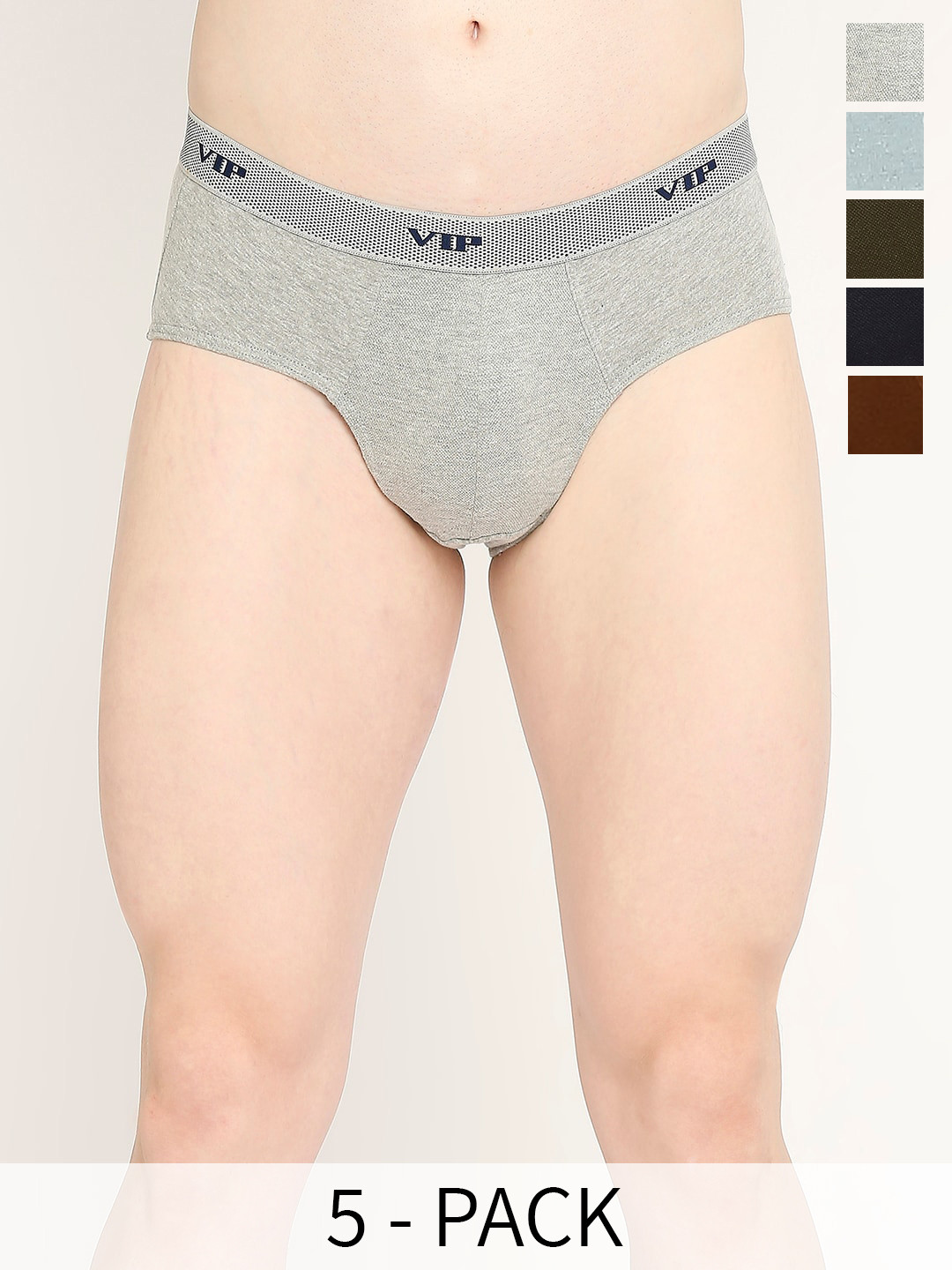 VIP Fresh Pack Of 5 Assorted Cotton Basic Briefs VP-MI-BF-FRESH-10P-80-PO3
