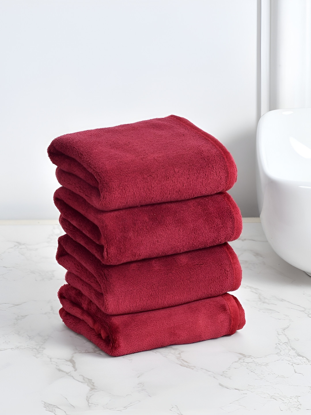 Cotton Bolls Textiles Maroon 4 Pieces 300 GSM Super Soft Hand Towel