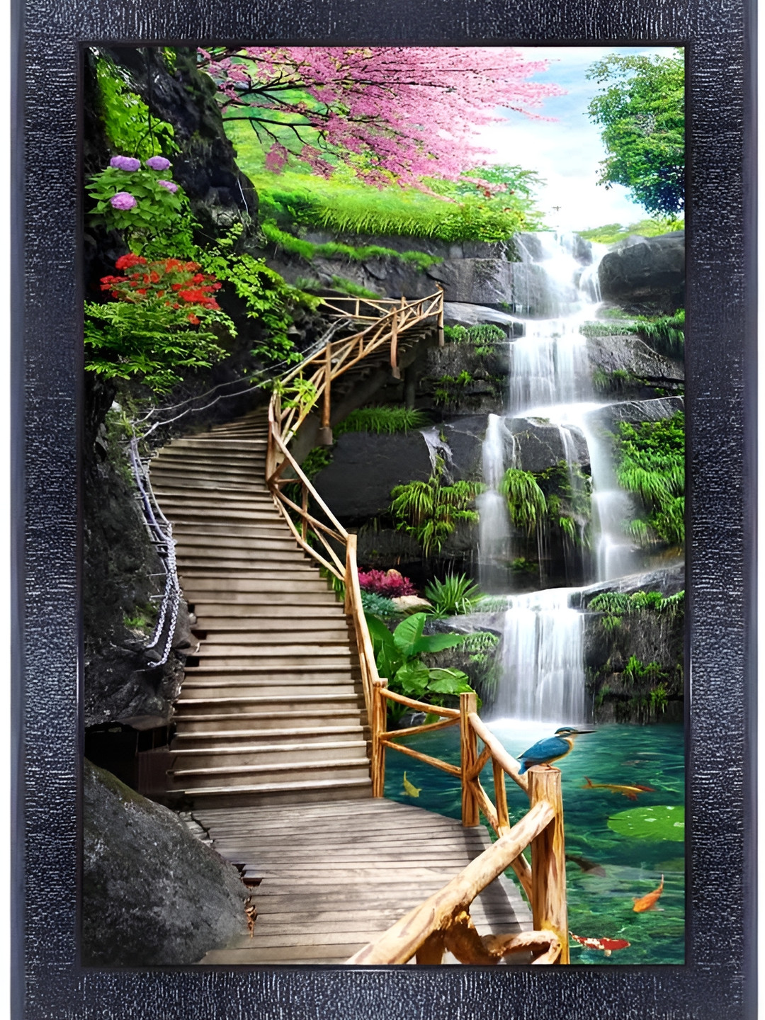 PnF Black & Cream-Coloured Floral and Botanical Wooden Paintings Wall Art