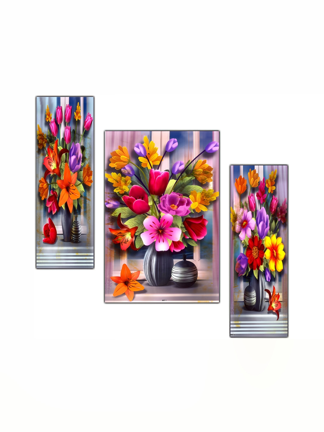 PnF Wood 3 Piece Wall Rectangle Paintings Wall Art -12 x 18In