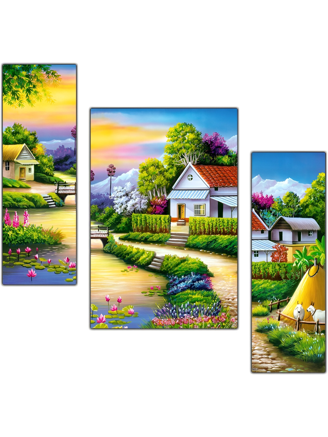 PnF Green & Red 3 Piece Wooden Wall Art