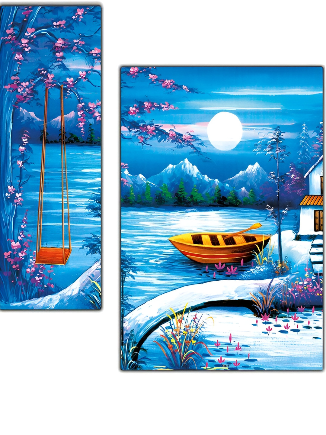 PnF Blue & Brown 3 Pieces Floral And Botanical Wall Arts