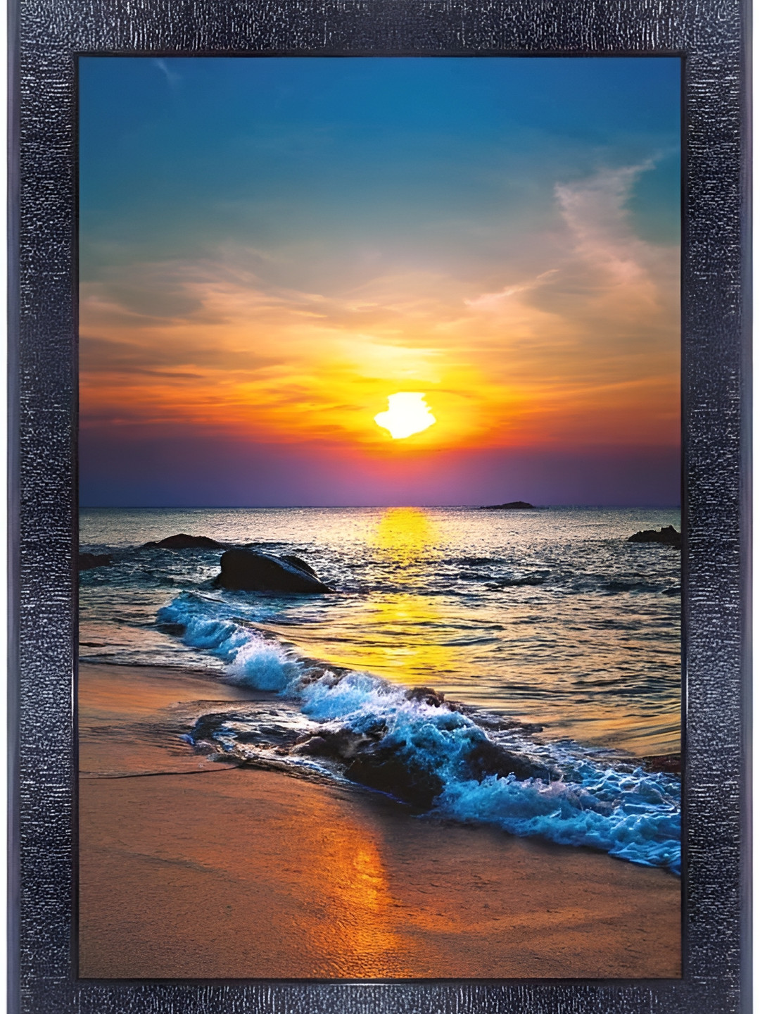 PnF Black & Orange Wooden Wall Painting