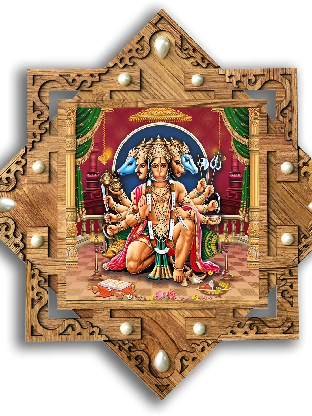 PnF Beige & Red Religious Wooden Wall Art