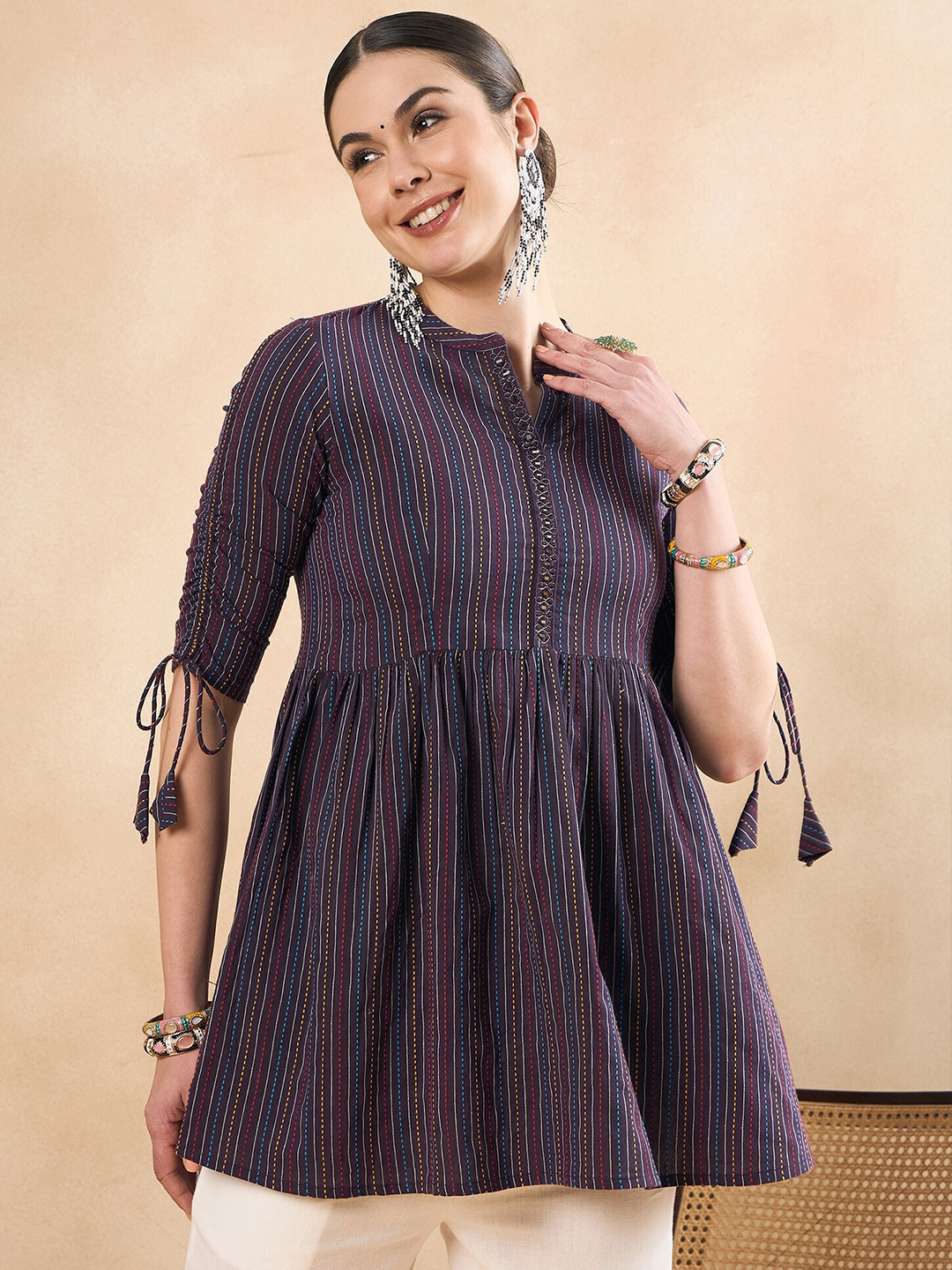 Anouk Katha Deatil Pure Cotton Anarkali Short Kurti