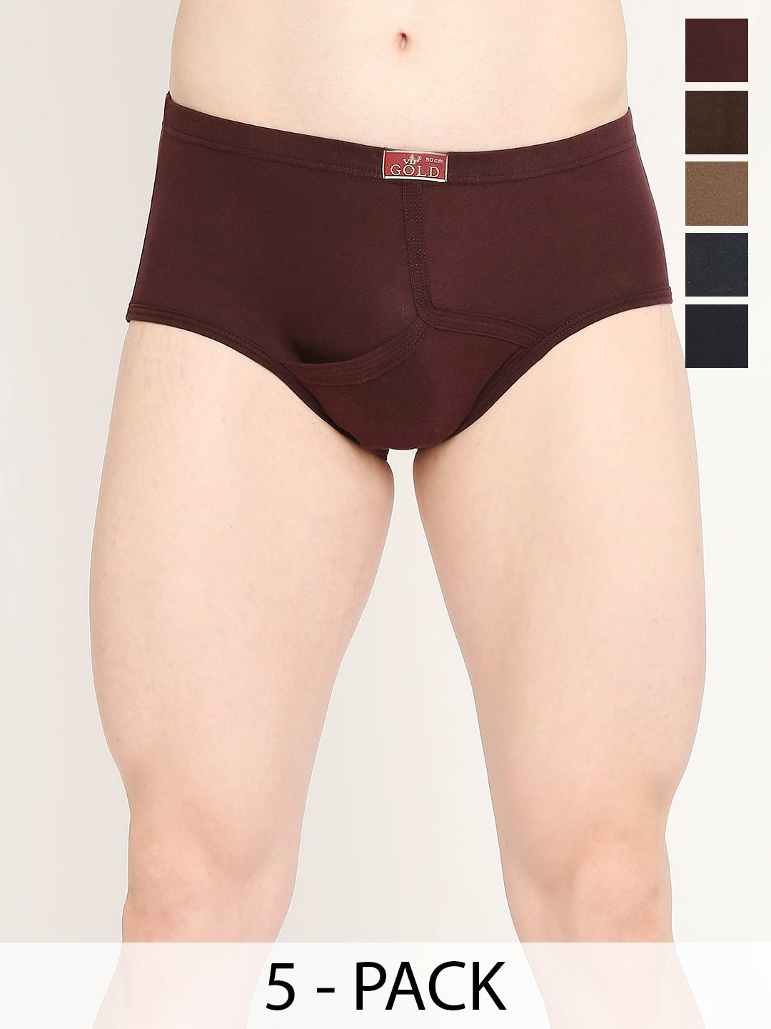 VIP Pack Of 5 Assorted Cotton Basic Briefs VP-MI-BF-GOLDC-10P-95-PO5