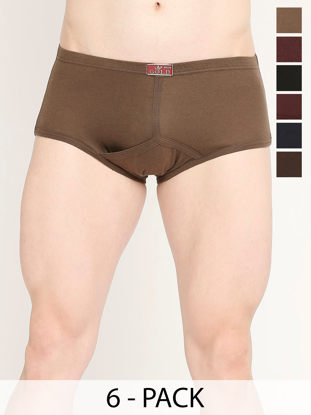 VIP Gold C Pack of 6 Assorted Cotton Mid-Rise Briefs VP-MI-BF-GOLDC-10P-95-PO6