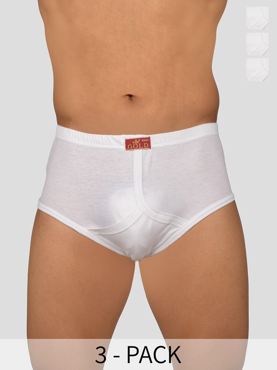 VIP Pack Of 3 Anti Microbial Pure Cotton Basic Briefs VP-MI-BF-GOLDW-10P-95-PO3
