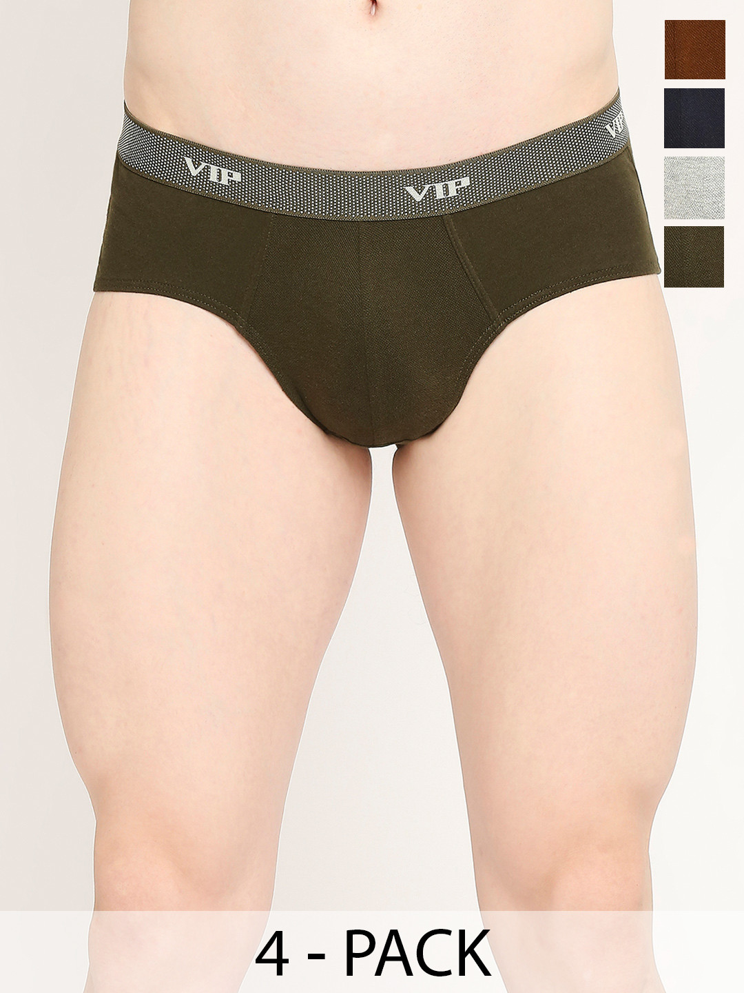 VIP Men Pack Of 4 Assorted Cotton Basic Briefs VP-MI-BF-FRESH-10P-95-PO4