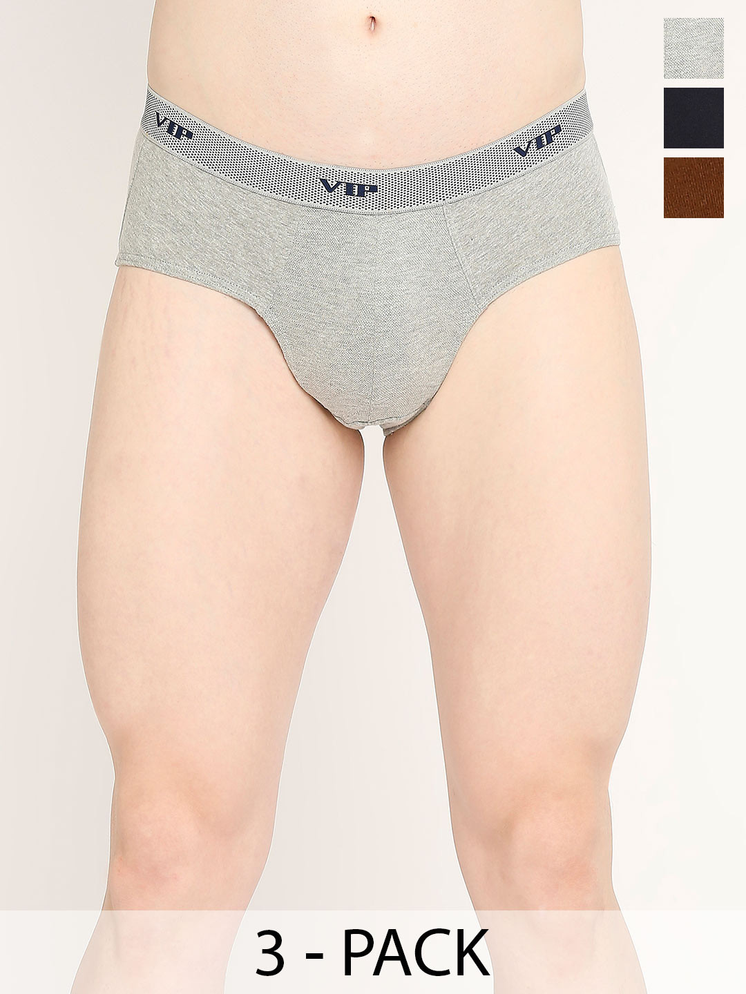 VIP Fresh Pack Of 3 Assorted Cotton Basic Briefs VP-MI-BF-FRESH-10P-95-PO3