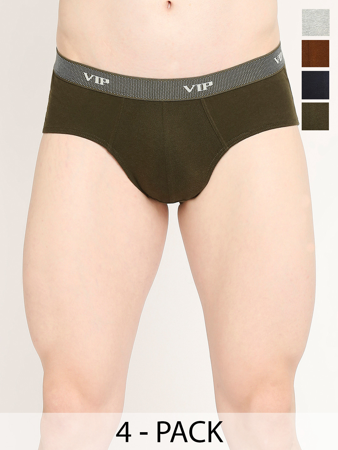 VIP Fresh Pack Of 4 Assorted Cotton Basic Briefs VP-MI-BF-FRESH-10P-110-PO4