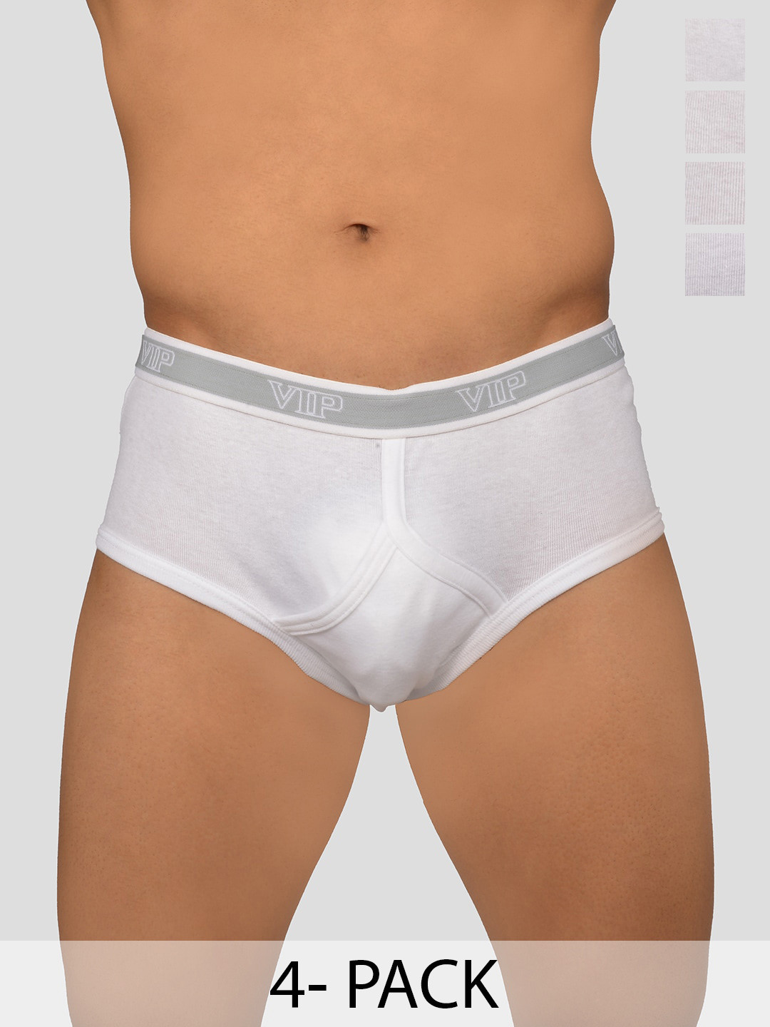 VIP Signor Pack Of 4 Brand Logo Details Cotton Basic Briefs VP-MI-BF-SIGNR-10P-110-PO4