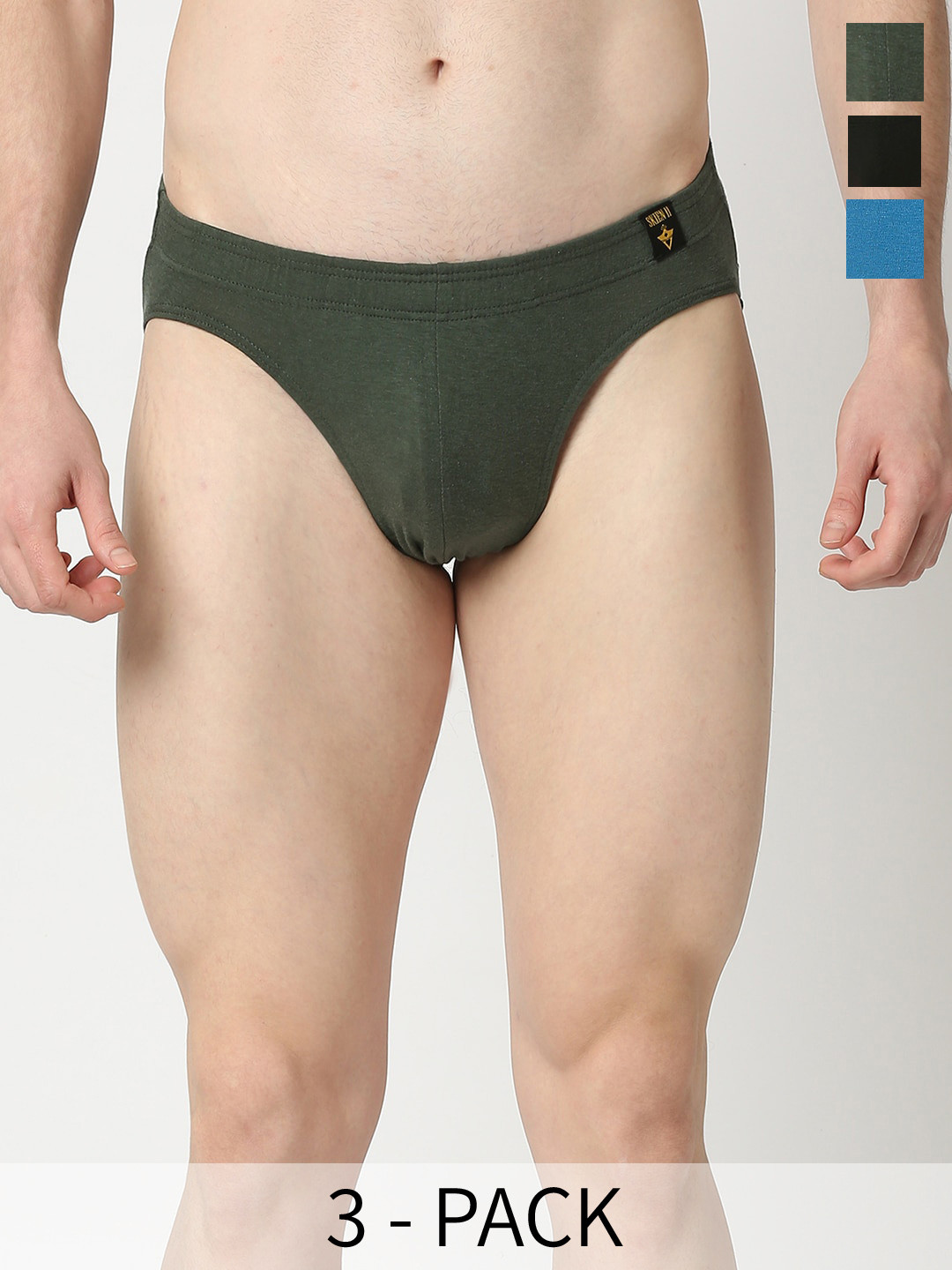 VIP Pack Of 3 Assorted Cotton Basic Briefs VP-MI-BF-SKNII-10P-XXL-PO3