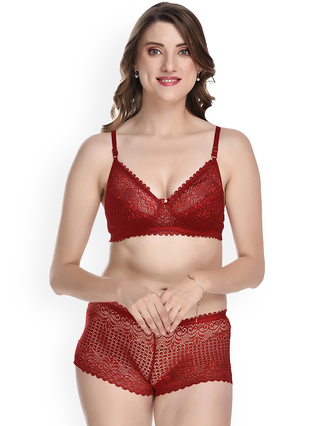 PIBU Self-Design Cotton Bra Panty Lingerie Set