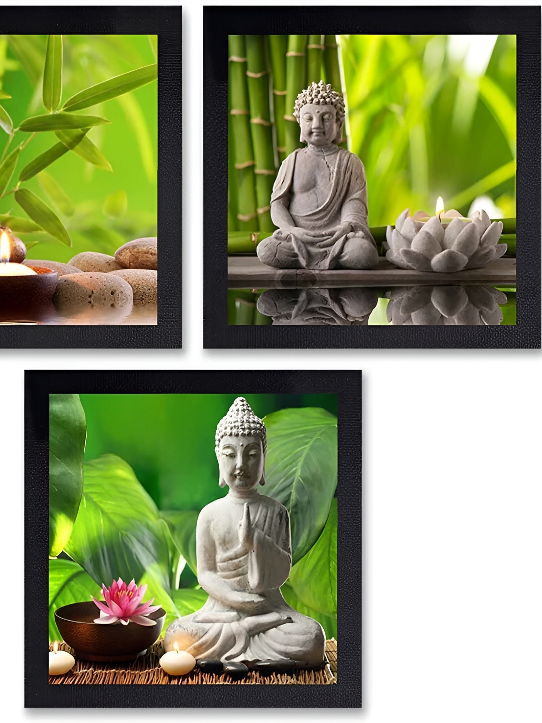 PnF Buddha Paper 3 Piece Wall Square Paintings Wall Art -14 x 14In