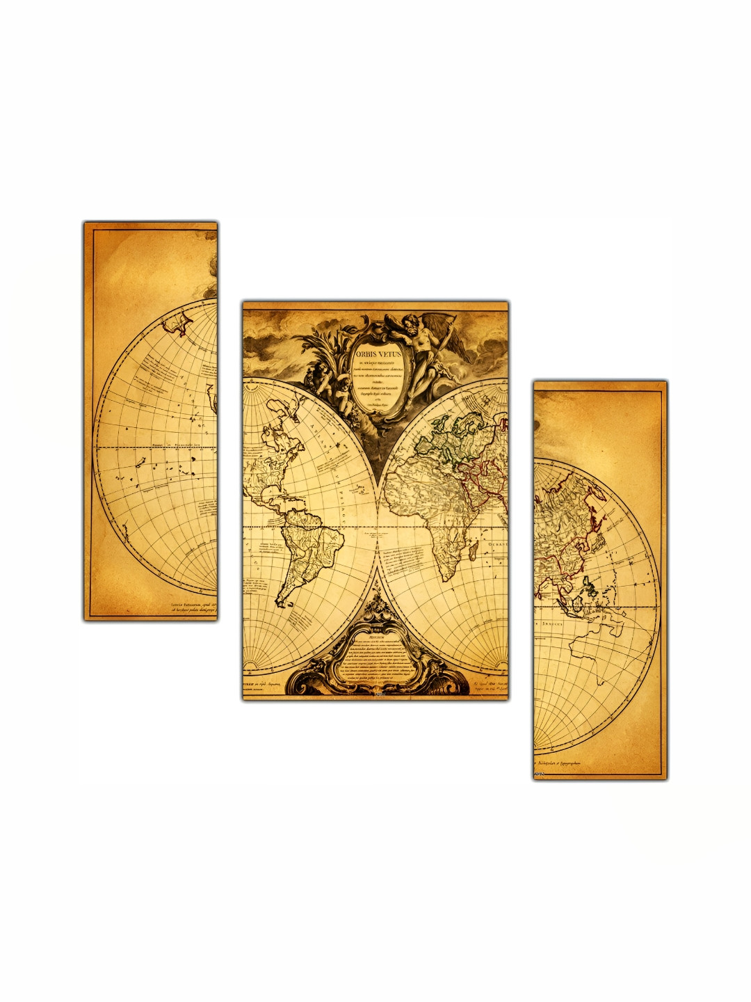 PnF Beige & Brown 3 Pieces Wooden Wall Arts