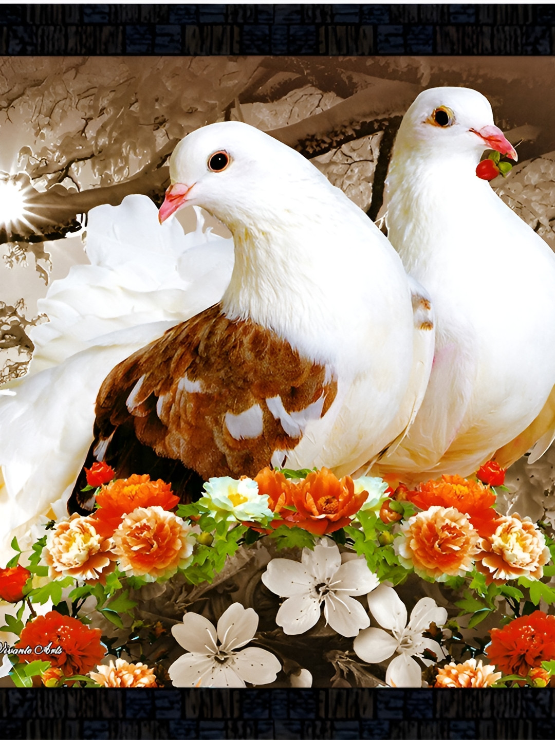 PnF Black & Red Paper Birds Wall Painting