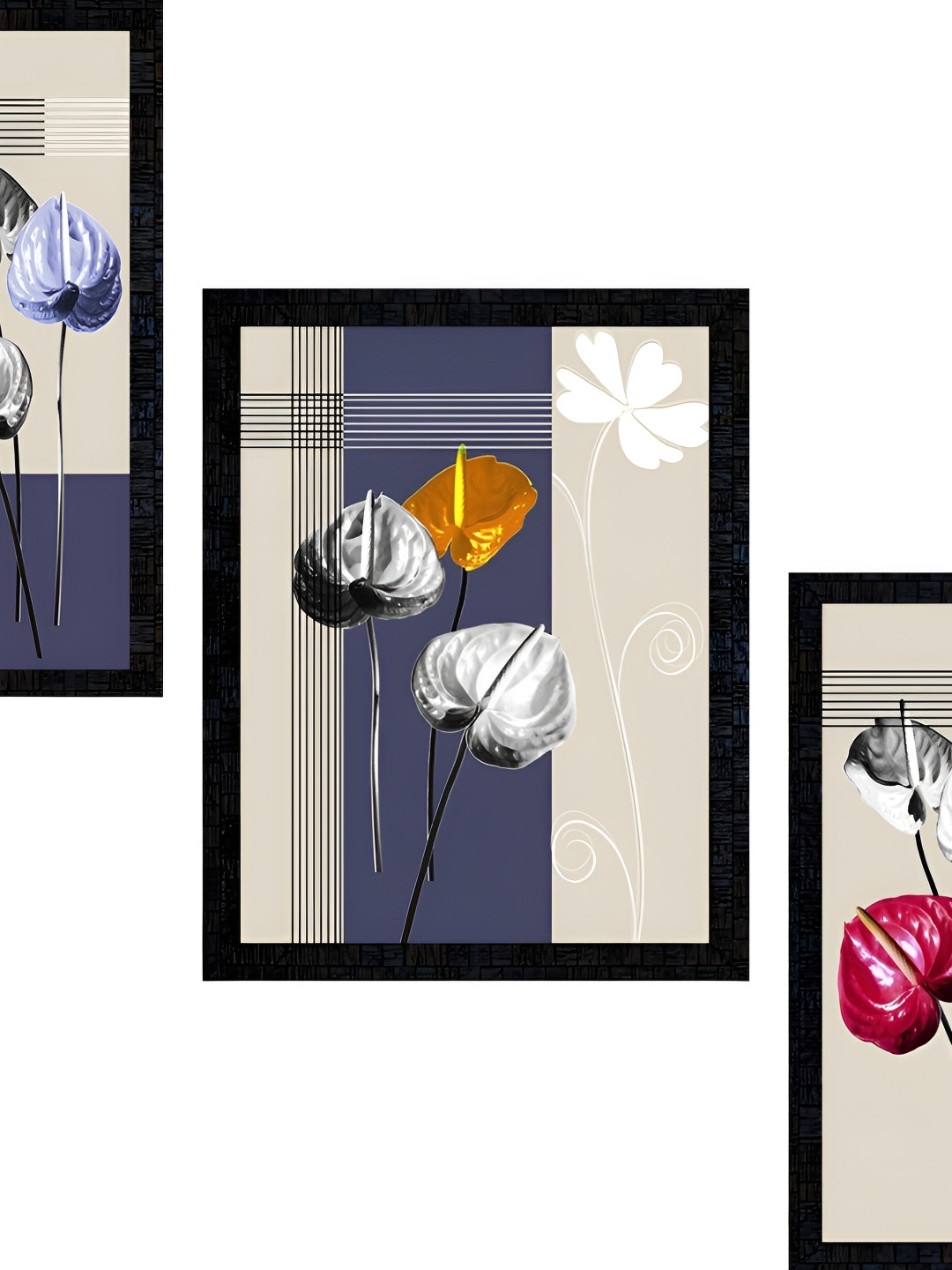 PnF Charcoal Paper 3 Pcs Wall Living Room Rectangle Potrait Paintings Wall Art -1 x 5.91In