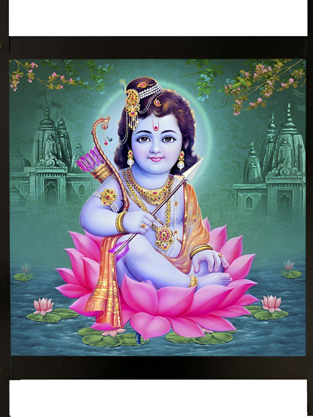 PnF Krishna Wood Wall Square Paintings Wall Art -16.5 x 16.5 In