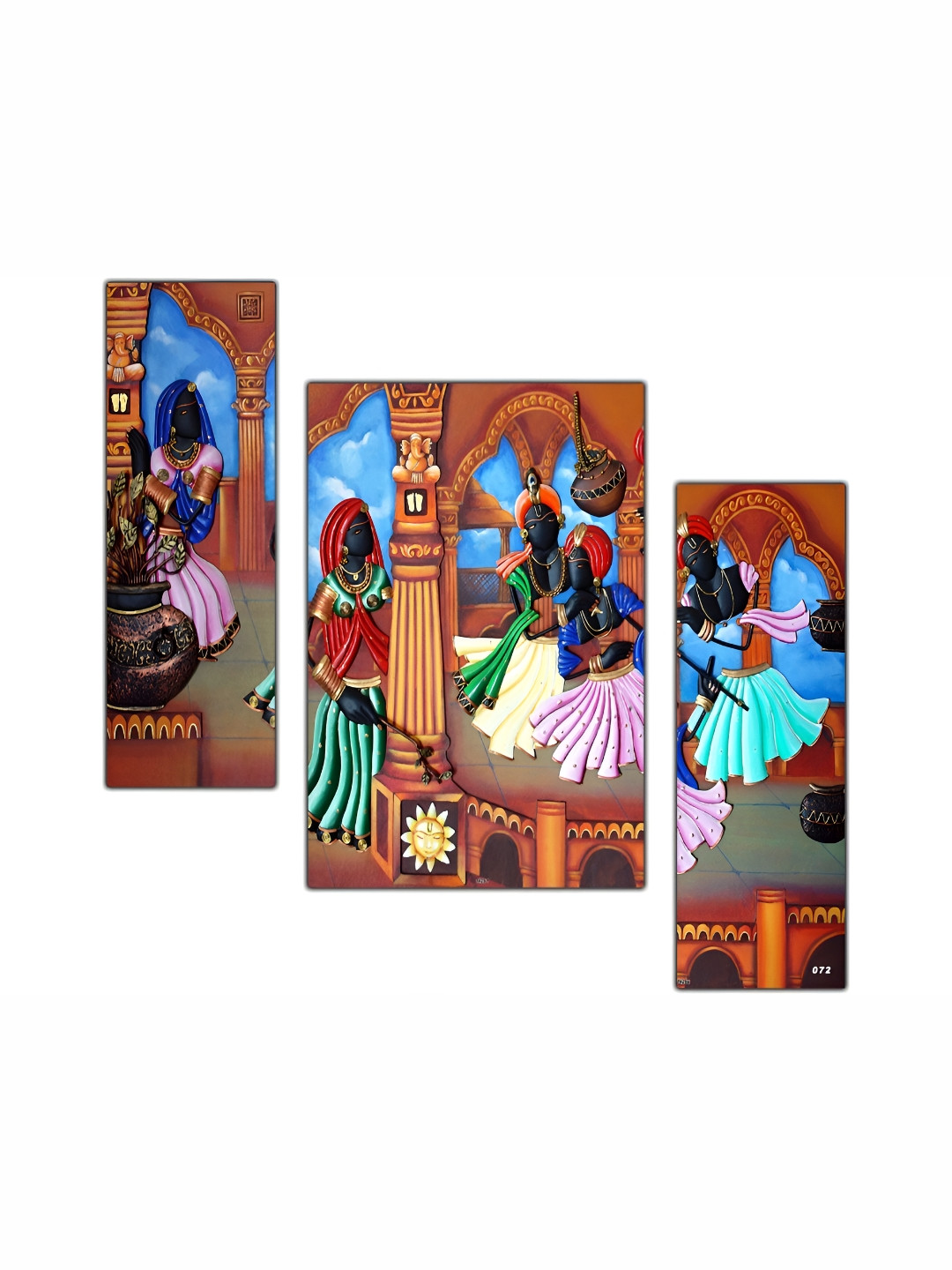 PnF Rust & Blue 3 Pieces Wooden Painting Wall Art