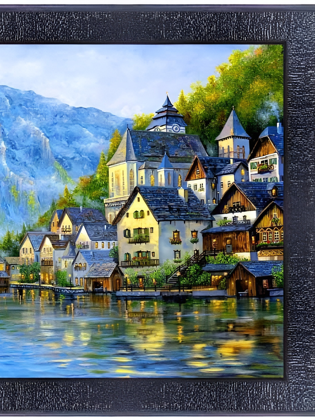 PnF Black Wood Wall Living Room Square Potrait Paintings Wall Art -13.74 x 10.7In