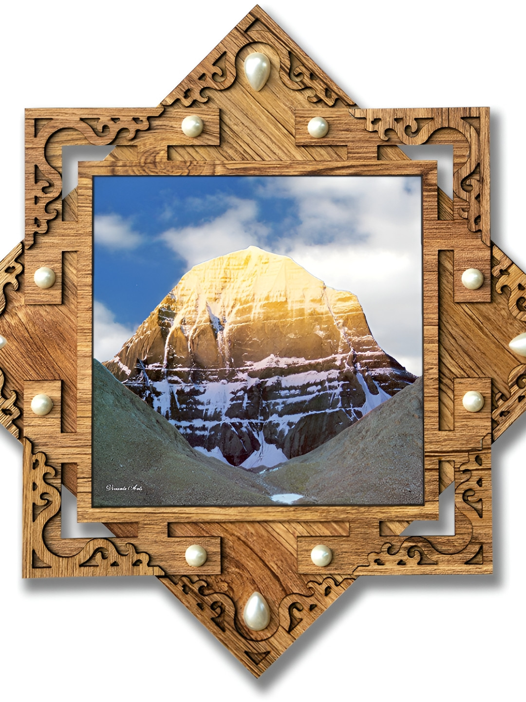 PnF Brown Wood Wall Living Room Square Potrait Paintings Wall Art -16.5 x 16.5In