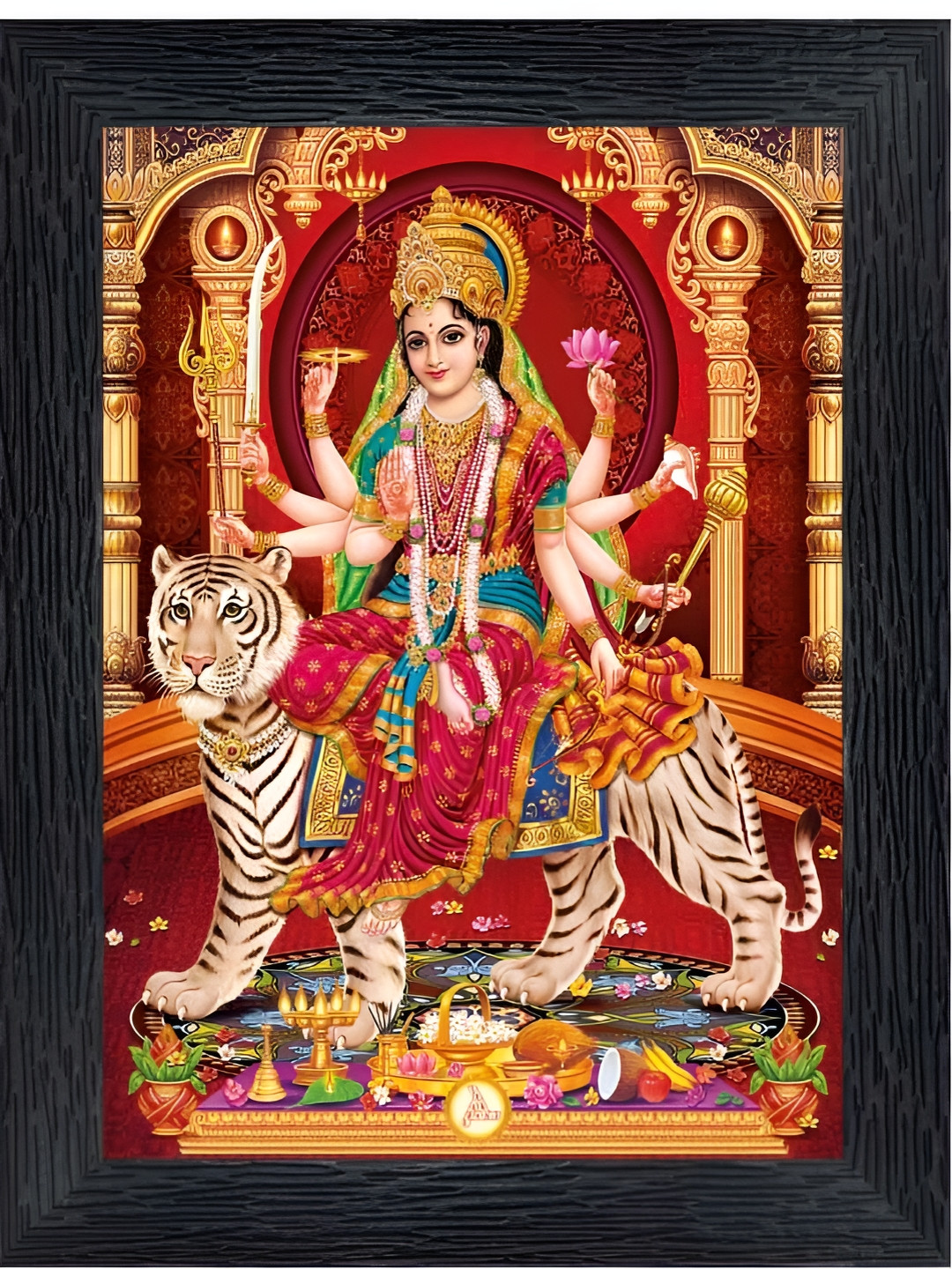 PnF Black & Red Wooden Religious Table Top Painting