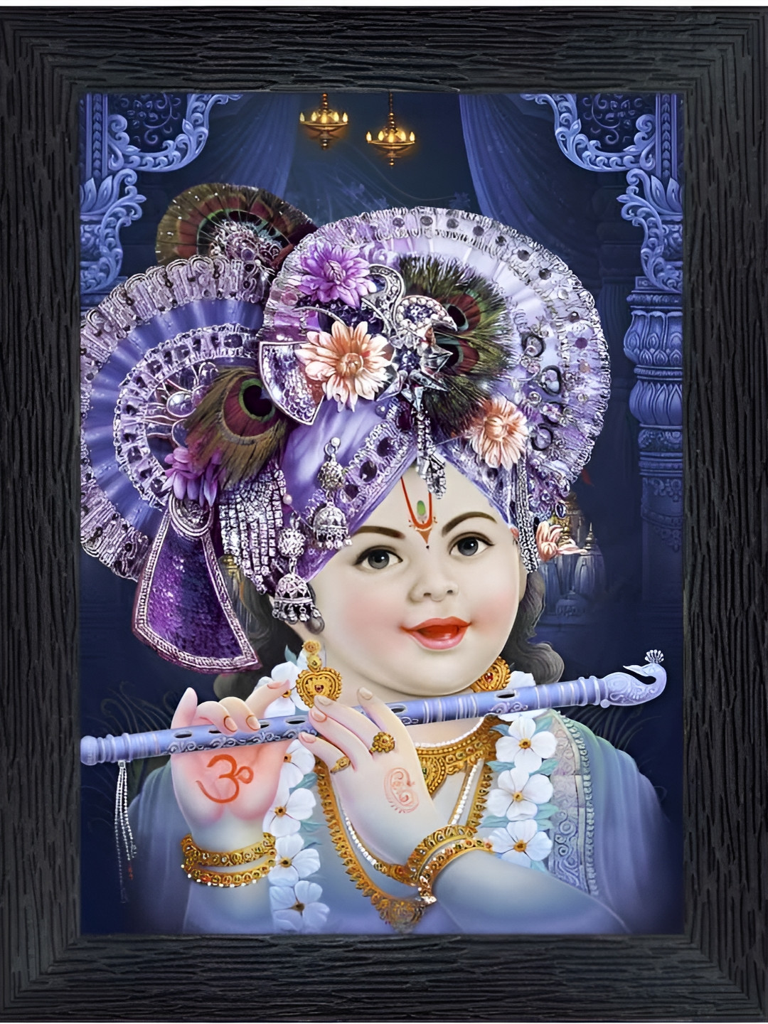 PnF Black & Lavender Wooden Religious Table Top Painting