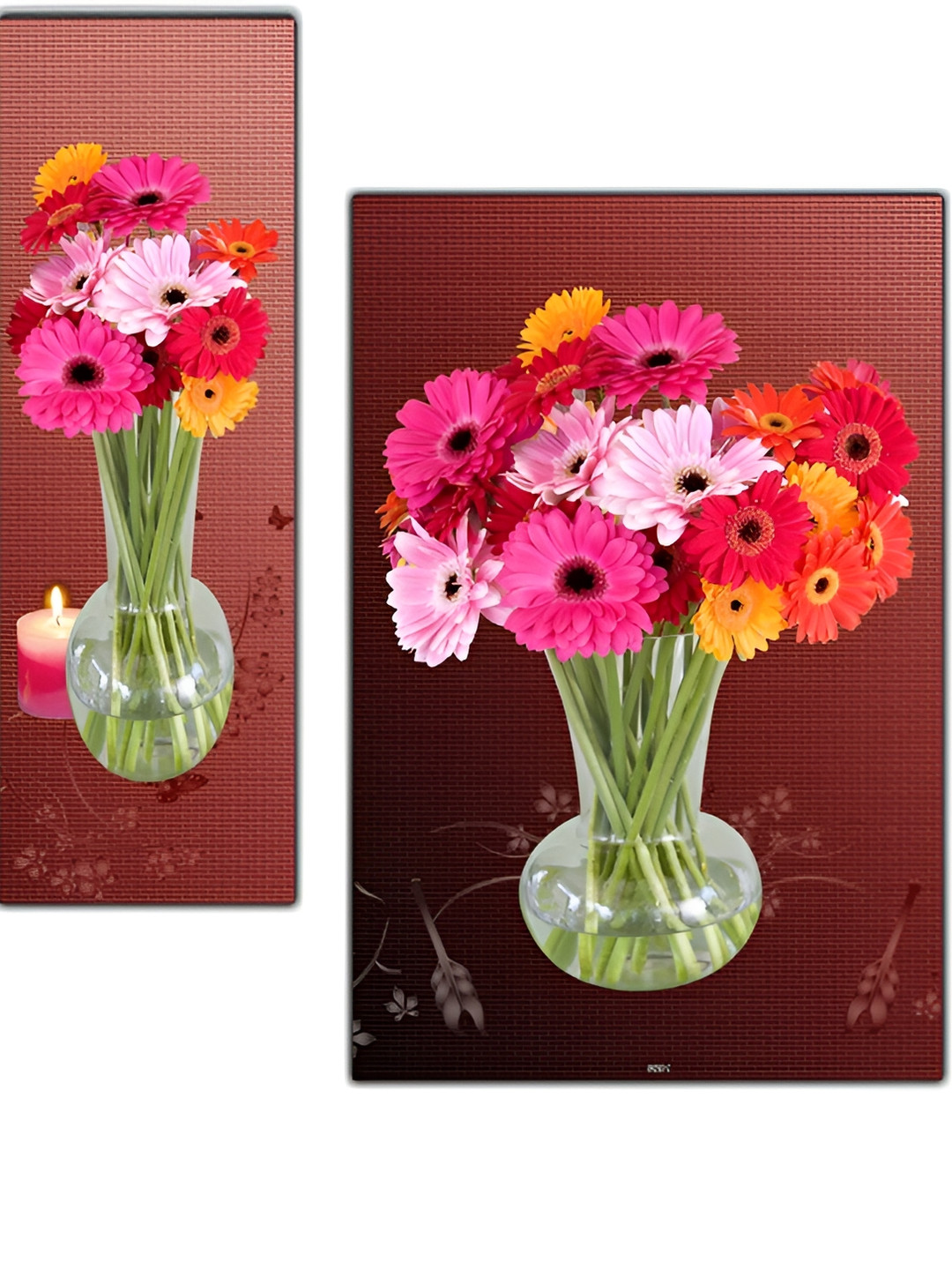 PnF Pink & Rust 3 Pieces Floral And Botanical Wall Arts