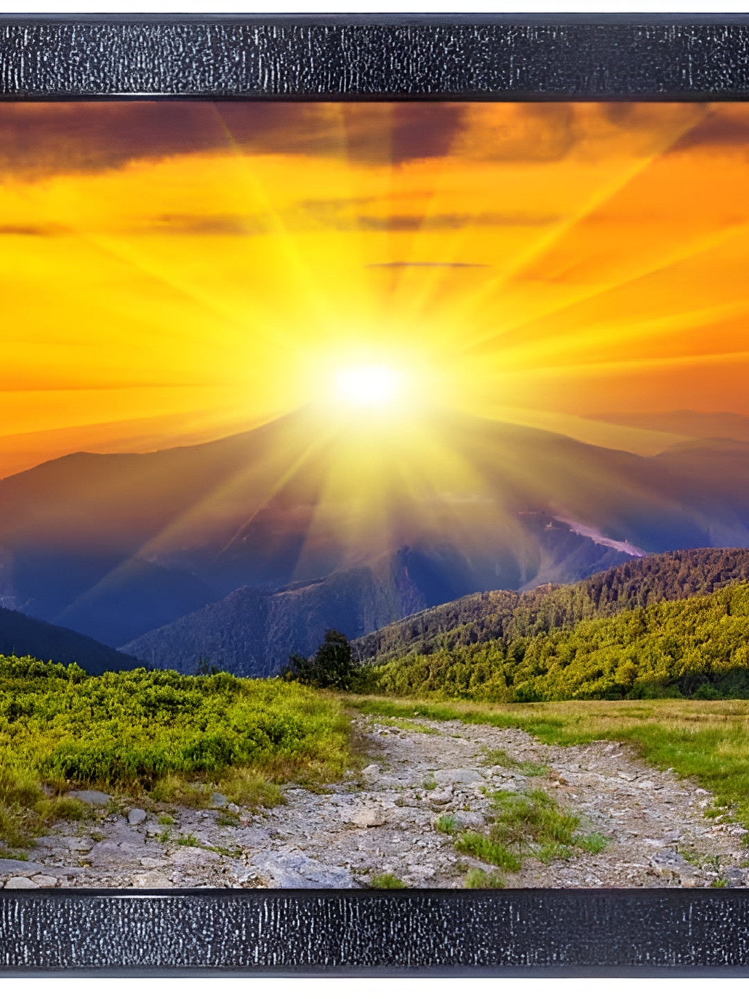 PnF Black Wood Wall Living Room Square Potrait Paintings Wall Art -10.24 x 13.78In