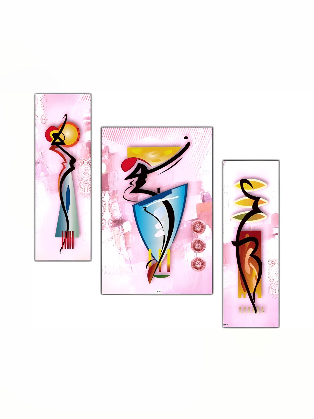 PnF Pink & Blue 3Pcs Wood Other Wall Paintings