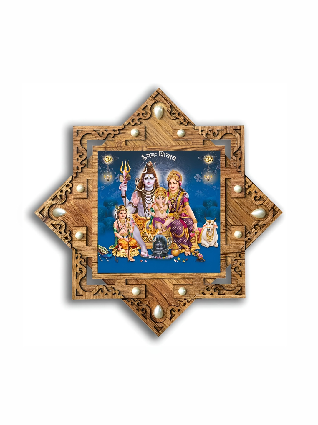 PnF Lord Shiva Goddess Parvathi Wood Wall Paintings Wall Art - 16x16In