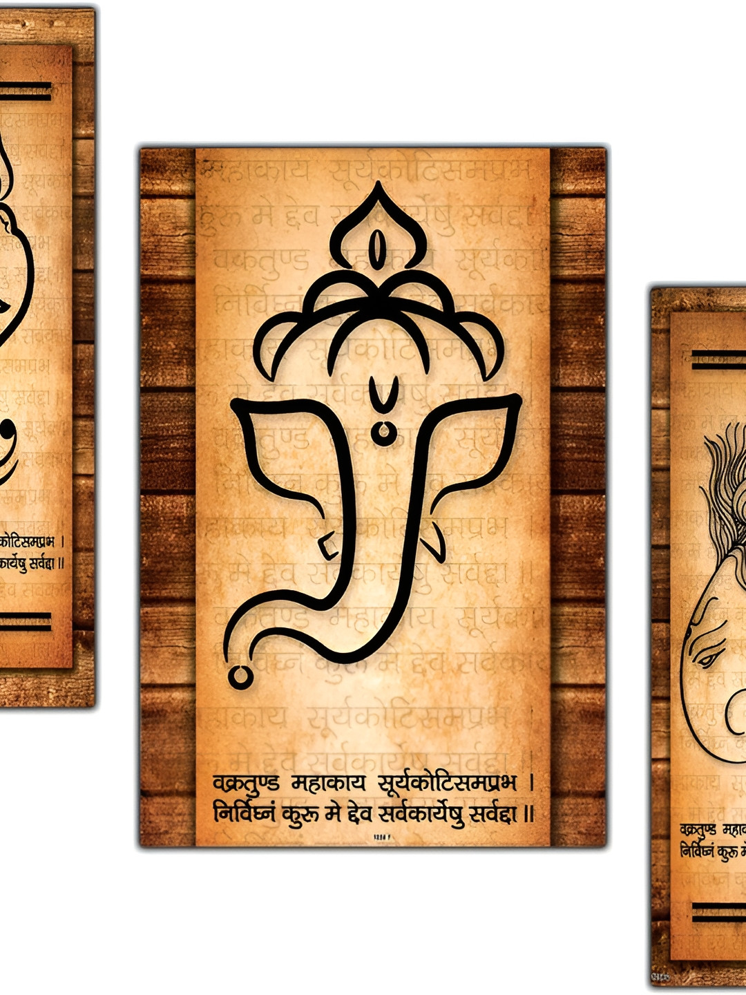 PnF Beige & Black 3 Pieces Wooden Religious Wall Art