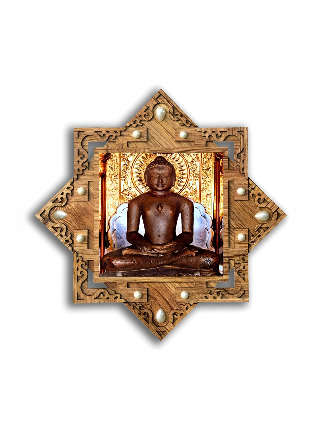 PnF Brown & Cream-Coloured Religious Wooden Paintings Wall Art