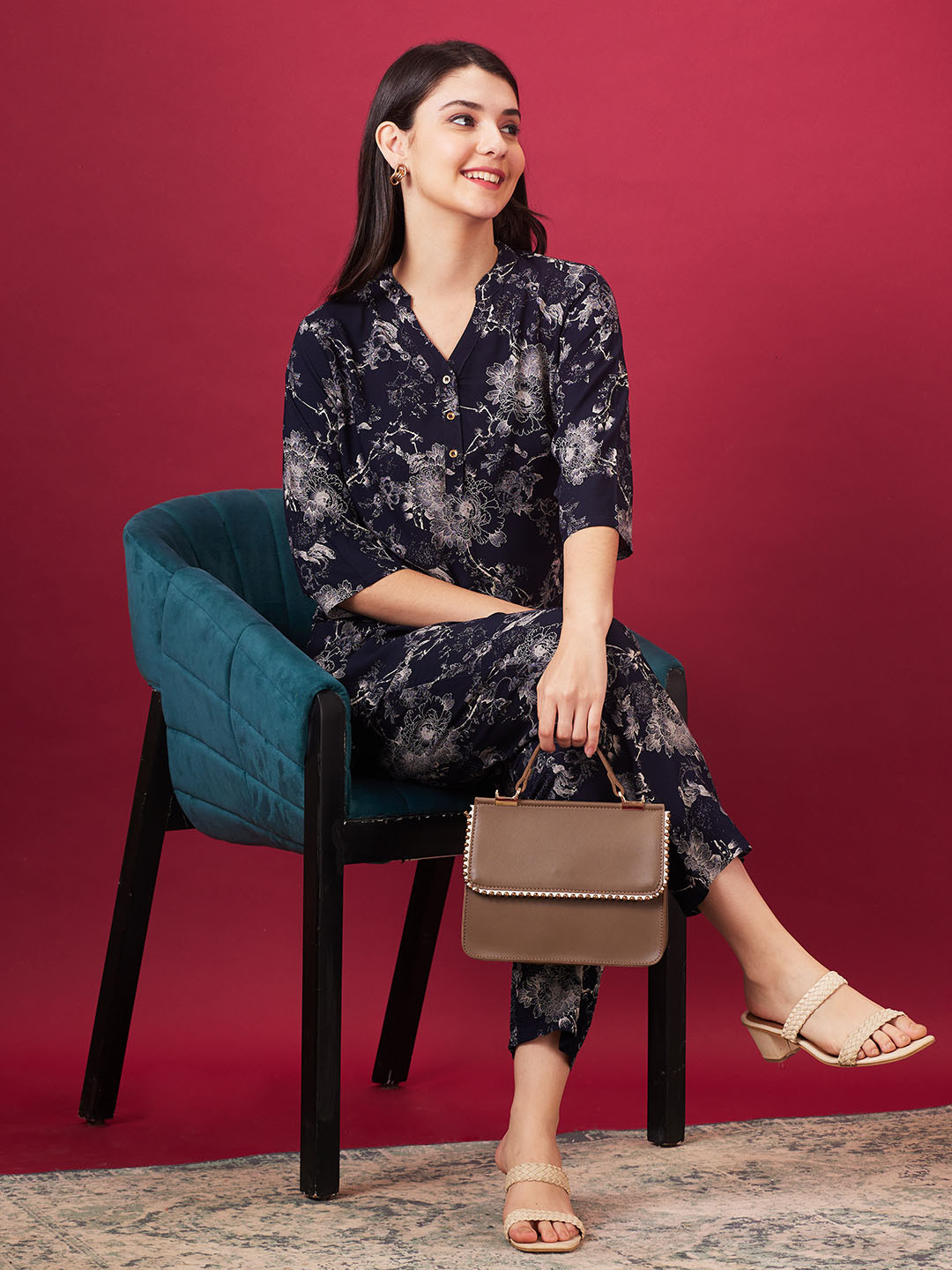AV2 Floral Printed Tunic With Trousers Co-Ords