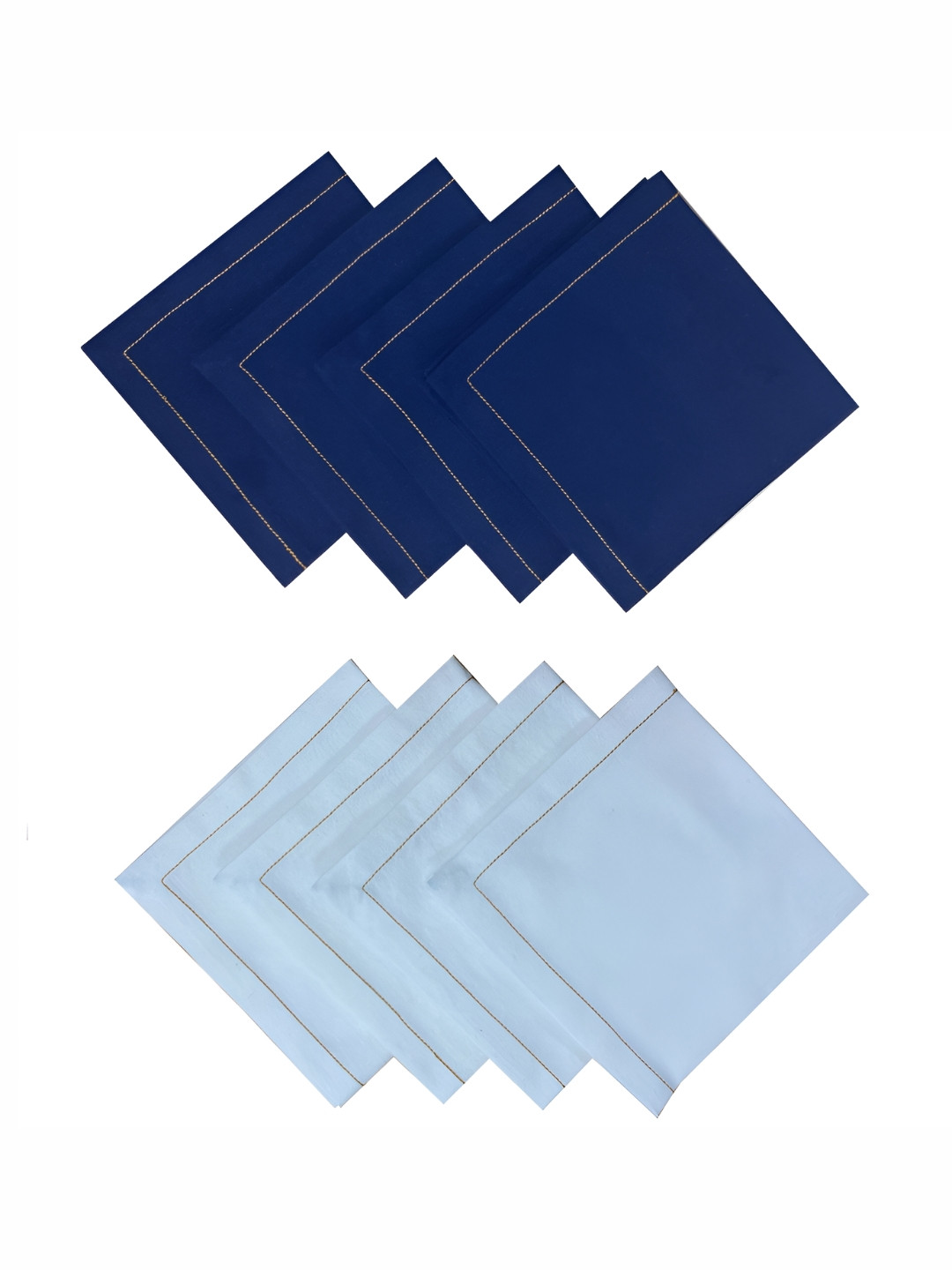 FOVEROS 8 Pieces Blue & White Cotton Dinner Table Napkins