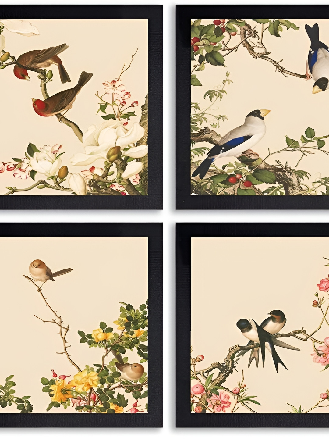 PnF Wood 4 Piece Wall Square Paintings Wall Art - 14 x 14 In