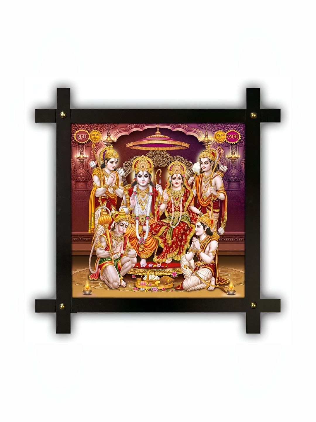 PnF Black & Brown Lord Shri Ram Religious Wooden Painting Wall Art