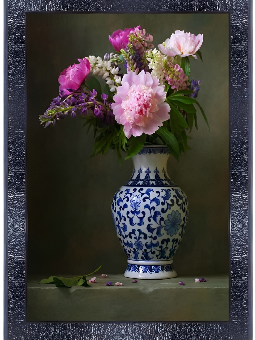 PnF Floral Wood Wall Rectangle Paintings Wall Art -14 x 10 In
