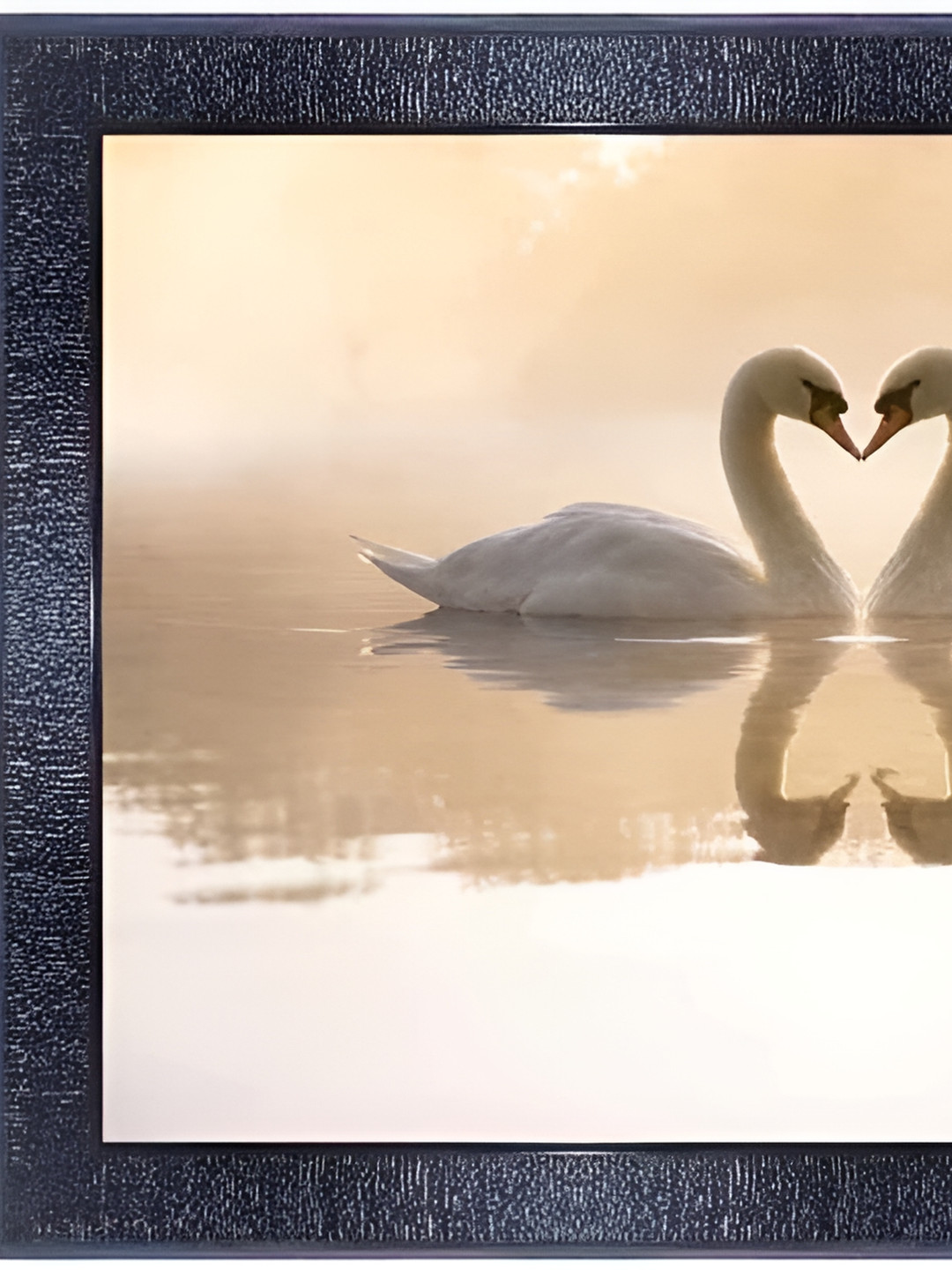 PnF Black & Beige Pair Of Swans Wooden Painting Wall Art