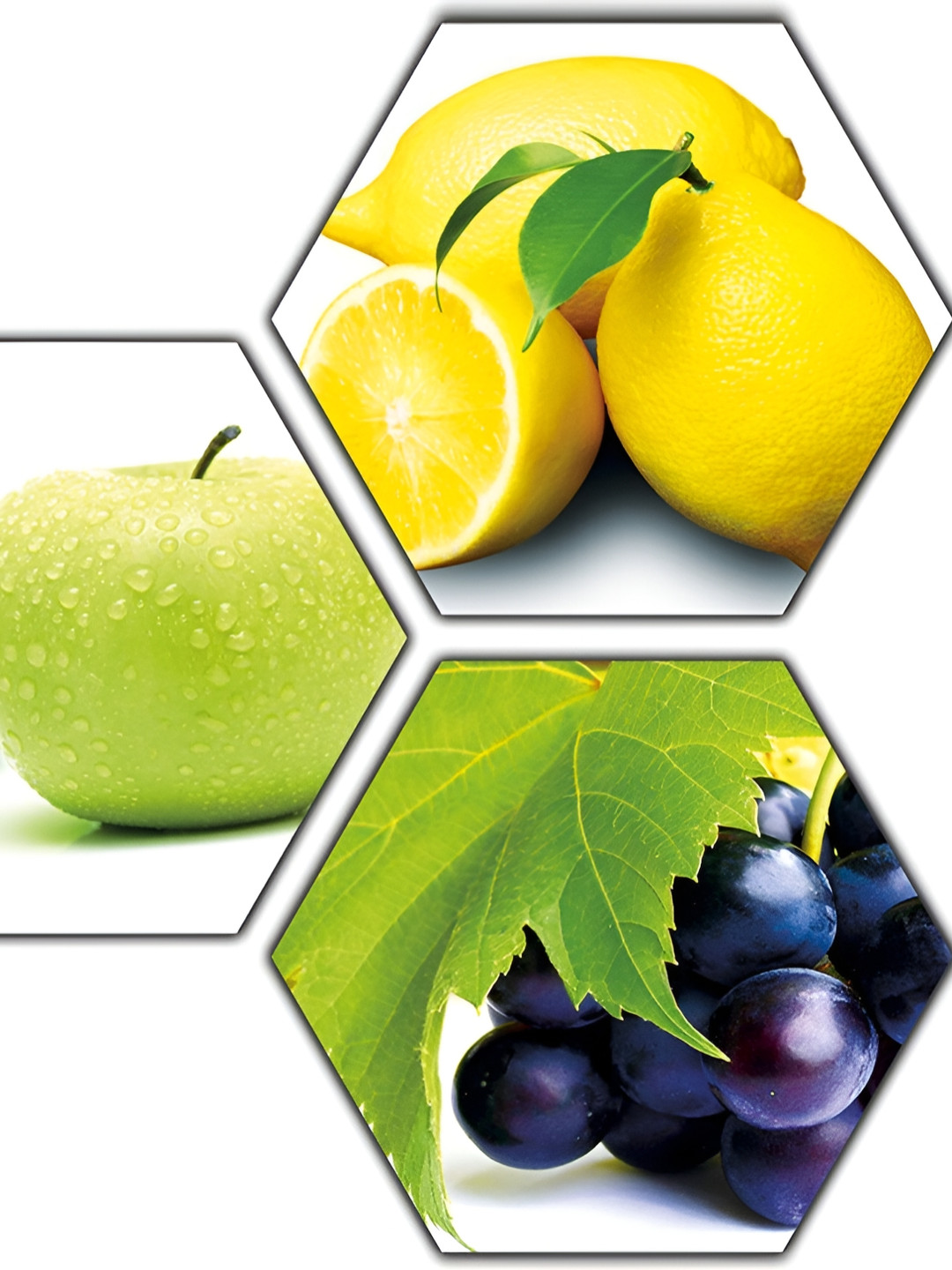 PnF Wood 3 Piece Wall Hexagon Paintings Wall Art