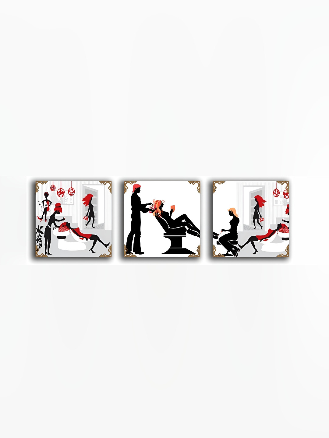 PnF White & Black 3 Pieces Abstract Wall Arts