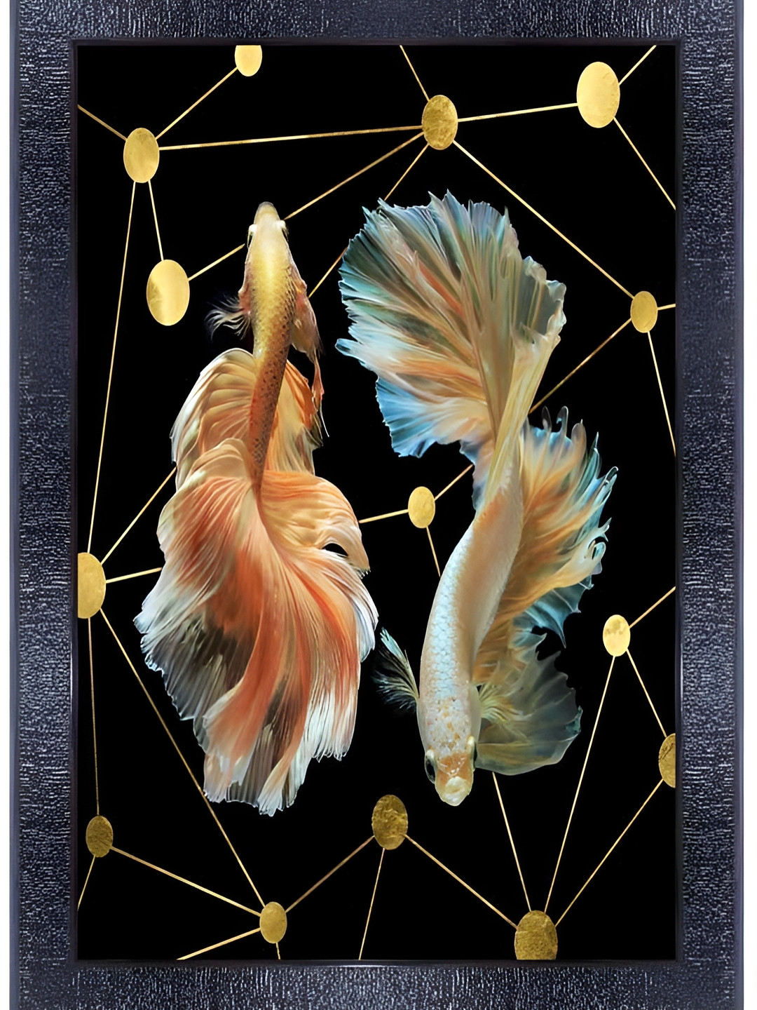 PnF Black & Orange Wooden Birds And Animals Wall Painting