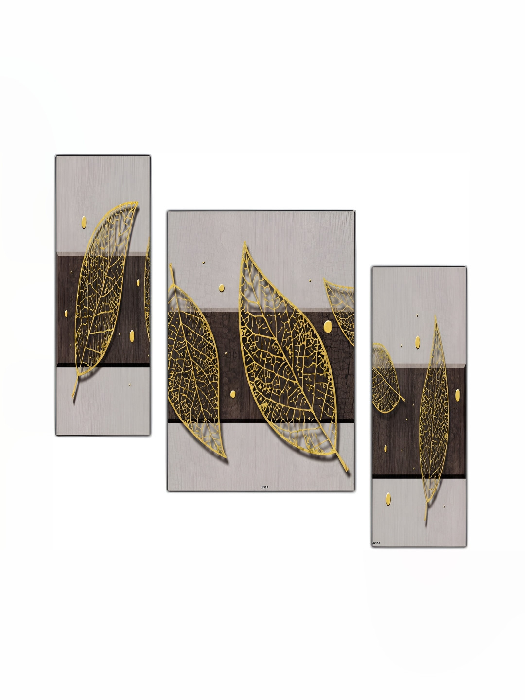 PnF Grey & Gold-Toned 3 Pieces Wooden Other Wall Stickers