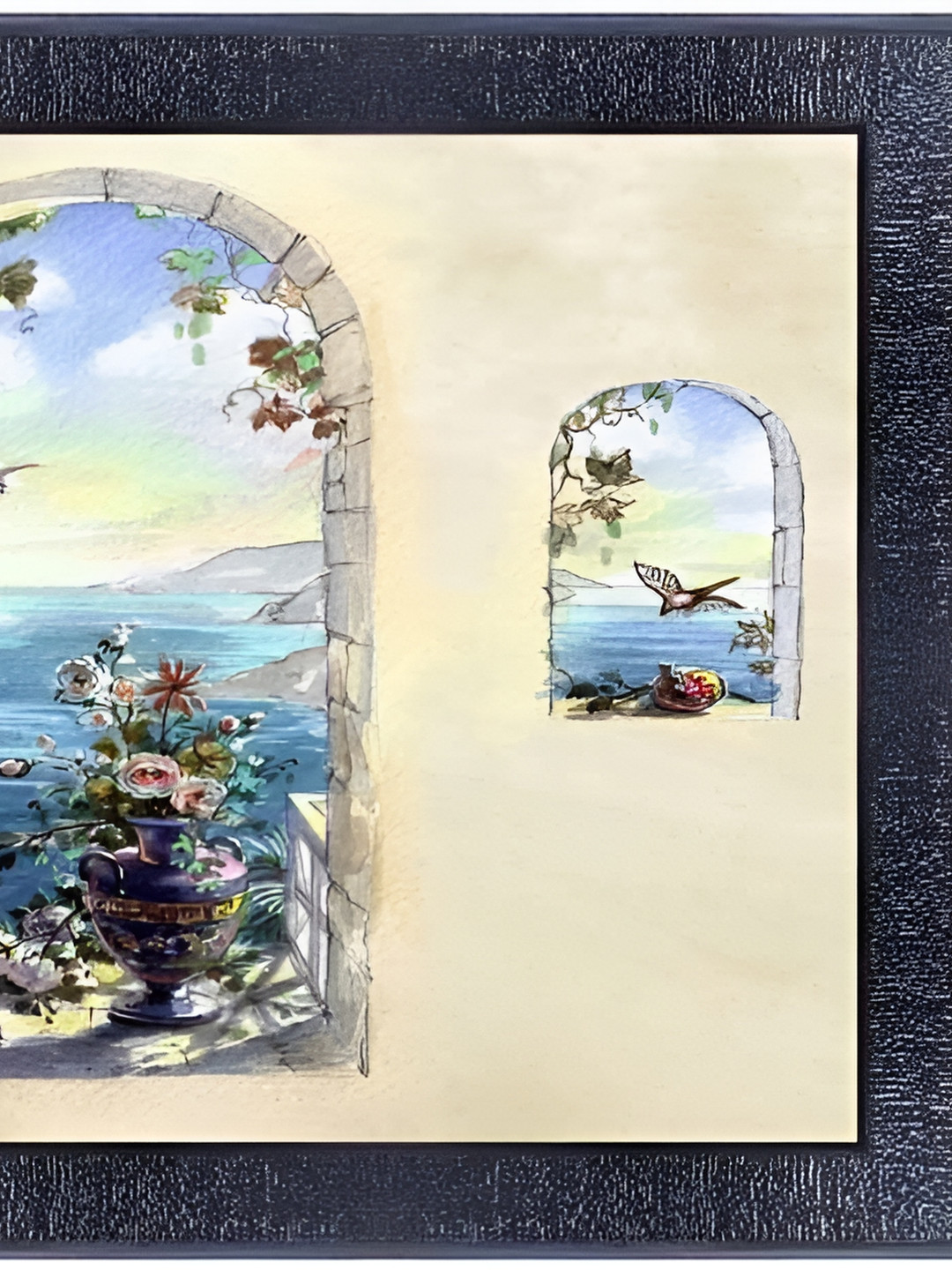 PnF Black & Cream Paper Botanical Wall Painting