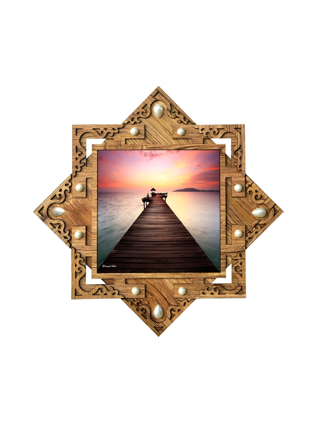 PnF Brown Wood Wall Bedroom Square Potrait Paintings Wall Art -16.54 x 16.54In