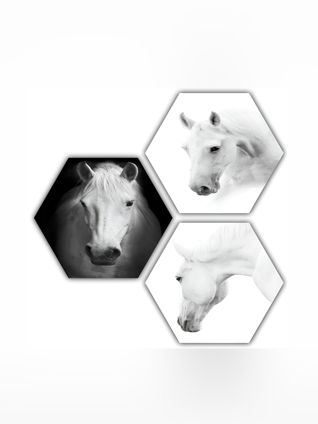 PnF Horses Wood 3 Piece Wall Hexagon Paintings Wall Art